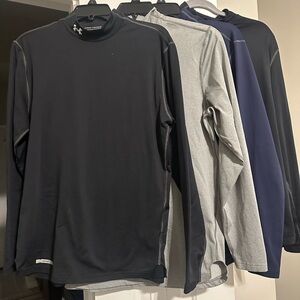 Bundle of 4 Cold Gear- Men's Long Sleeve Shirt - Black, Gray, and Blue